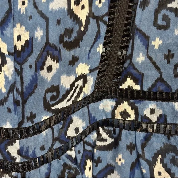 Veronica Beard Cabo Boho Paisley Silk Peplum Ladder Stitch Long Sleeve Blouse 12 - Picture 8 of 11